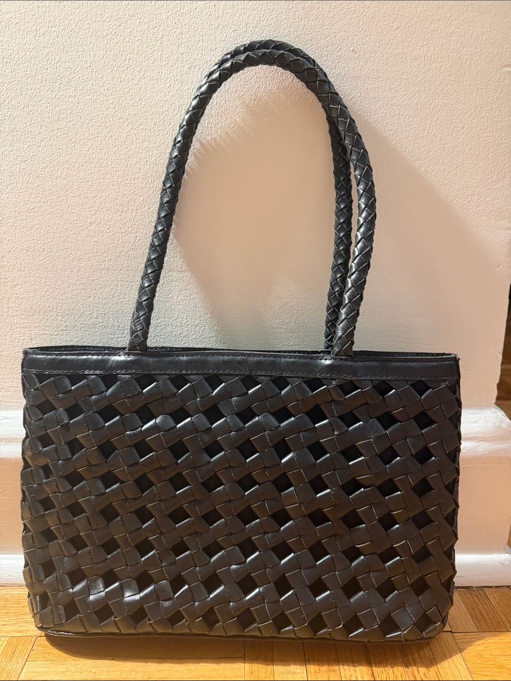 Bembien Black Woven Leather Tote Bag